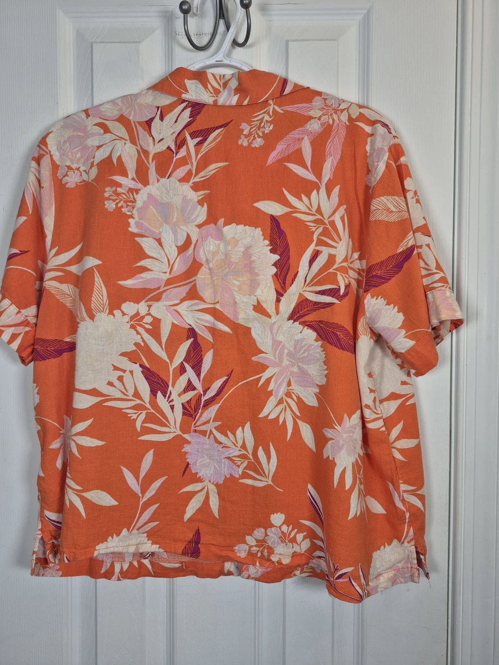 Cynthia Rowley Linen Blend Tropical Floral Pajama Short Set Orange Size Large - Picture 3 of 9